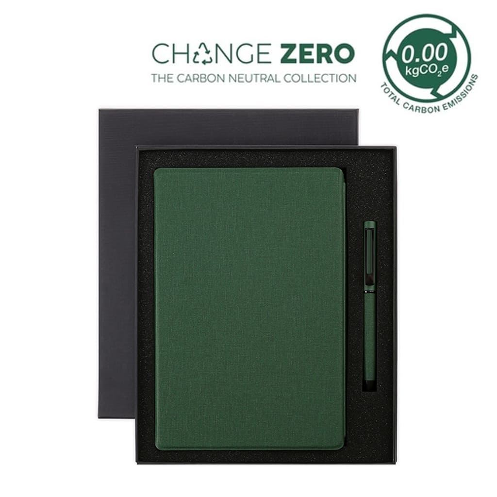 VARDIM - CHANGE ZERO Sustainable Gift Set with Refillable Notebook & Pen - Green