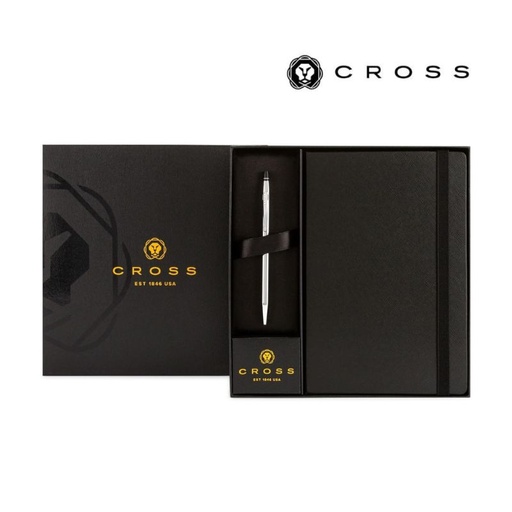 [GSCR 6563] Cross Click™ Chrome Ballpoint Pen & A5 Hardcover Notebook Gift Set - Black