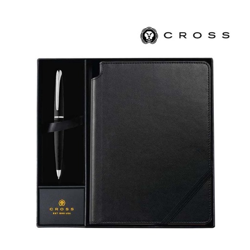 [GSCR 5001] Cross ATX® Basalt Black Ballpoint Pen with Classic Black Journal Gift Set